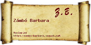 Zámbó Barbara névjegykártya